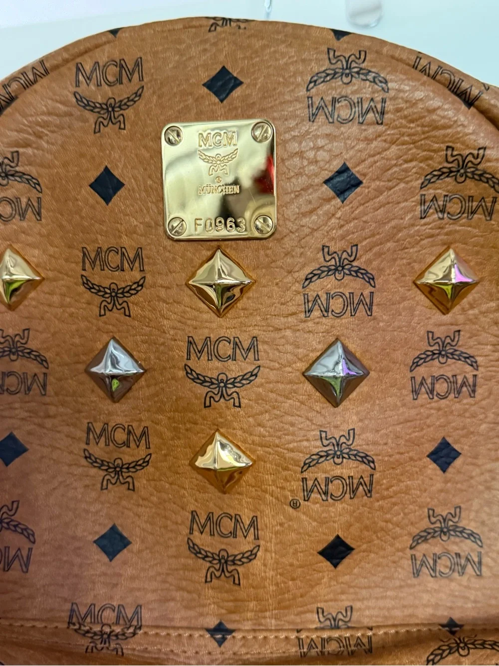 MCM Cognac Visetos Logo Backpack with Gold and Silver Studs! (FIX IT OR CHOP IT)
